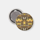 Gele pansies, vogels en vlinders magneet (Voorkant / Achterkant)