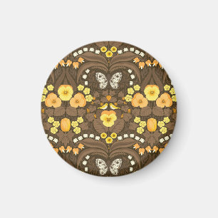 Gele pansies, vogels en vlinders magneet