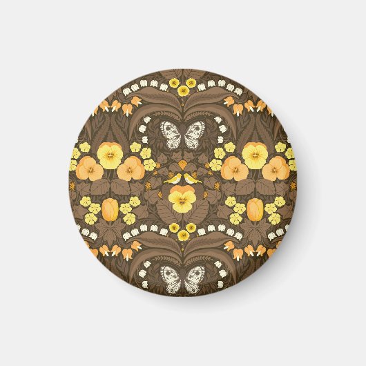 Gele pansies, vogels en vlinders magneet (Voorkant)