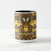 Gele pansies, vogels en vlinders mok (Midden)