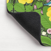 Gele pansies, vogels en vlinders muismat (Hoek)