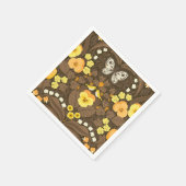 Gele pansies, vogels en vlinders servet (Hoek)