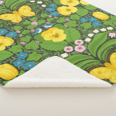 Gele pansies, vogels en vlinders sherpa deken (3/4)