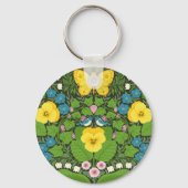 Gele pansies, vogels en vlinders sleutelhanger (Voorkant)