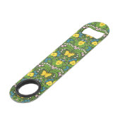 Gele pansies, vogels en vlinders speed flessenopener (Voorkant Gekanteld)