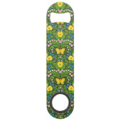 Gele pansies, vogels en vlinders speed flessenopener (Voorkant)