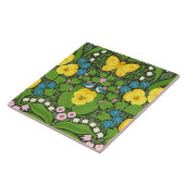 Gele pansies, vogels en vlinders tegeltje (Zijkant)