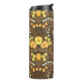 Gele pansies, vogels en vlinders thermosbeker (Gedraaid links)