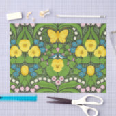 Gele pansies, vogels en vlinders tissuepapier (Craft)