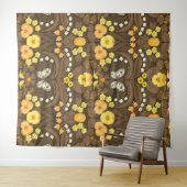 Gele pansies, vogels en vlinders wandkleed (In Situ (horizontaal))