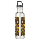 Gele pansies, vogels en vlinders waterfles  (Achterkant)