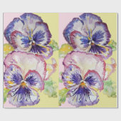 Gele Pansy Pink Yellow Spring flower Waterverf Cadeaupapier (Vlak)
