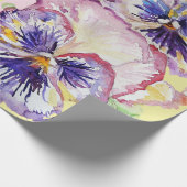 Gele Pansy Pink Yellow Spring flower Waterverf Cadeaupapier (Hoek)