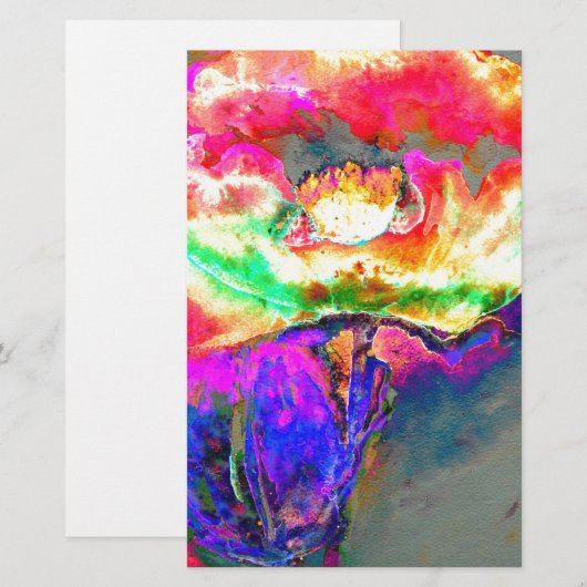 Gele papaver briefpapier (Voorkant / Achterkant)