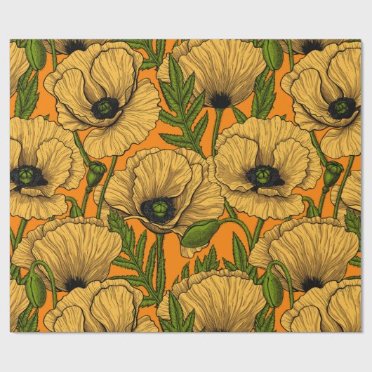 Gele papaver cadeaupapier (Vlak)