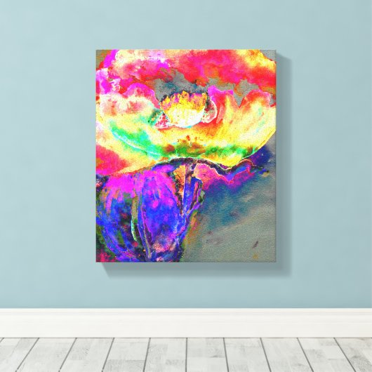 Gele papaver canvas afdruk (Insitu (Houten vloer))