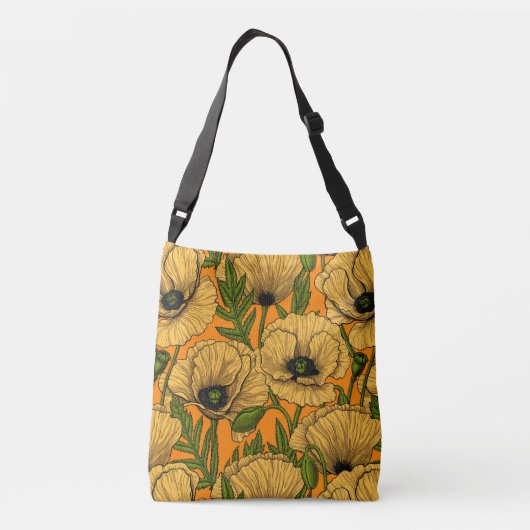 Gele papaver crossbody tas (Achterkant)
