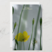Gele papaver, geel, gepersonaliseerd 3 briefpapier (Voorkant / Achterkant)