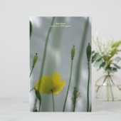 Gele papaver, geel, gepersonaliseerd 3 briefpapier (Staand voorkant)