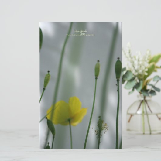 Gele papaver, geel, gepersonaliseerd 3 briefpapier (Staand voorkant)