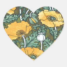 Gele papaver hart sticker
