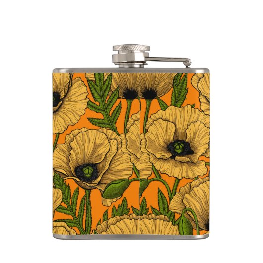 Gele papaver heupfles (Achterkant)