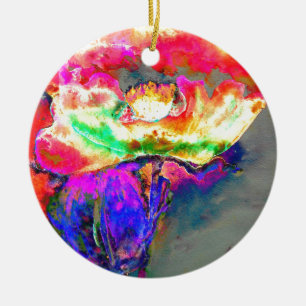 Gele papaver keramisch ornament