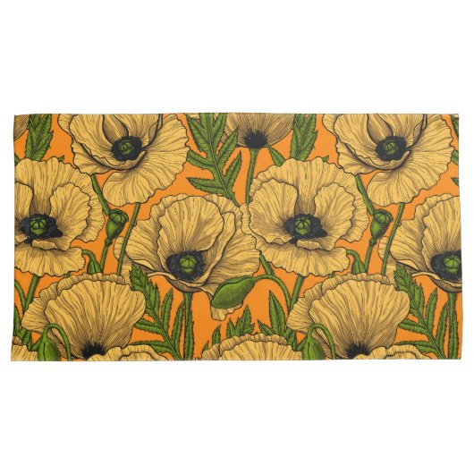 Gele papaver kussensloop (Voorkant-Rechts)