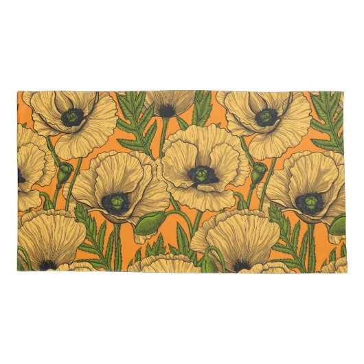 Gele papaver kussensloop (Achterkant-Links)