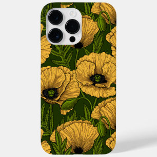 Gele papaver op donkergroen Case-Mate iPhone 14 pro max hoesje