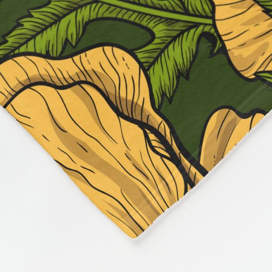 Gele papaver op donkergroen fleece deken (Hoek)