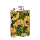 Gele papaver op donkergroen heupfles (Rechts)