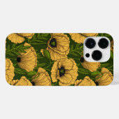 Gele papaver op donkergroen iPhone hoesje (Achterkant horizontaal)