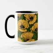 Gele papaver op donkergroen mok (Links)