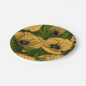 Gele papaver op donkergroen papieren bordje (Gekanteld)