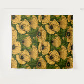 Gele papaver op donkergroen wandkleed (Voorkant (horizontaal))