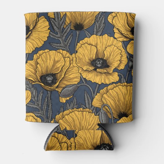 Gele papaver op zee blikjeskoeler (Voorkant)