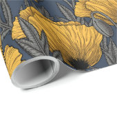 Gele papaver op zee cadeaupapier (Rol Hoek)