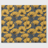Gele papaver op zee cadeaupapier (Vlak)