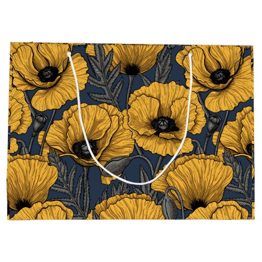 Gele papaver op zee groot cadeauzakje (Achterkant)