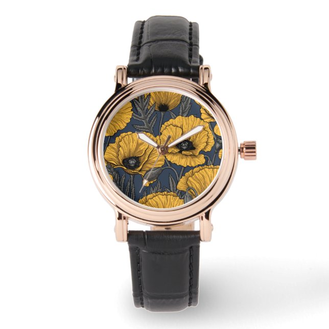 Gele papaver op zee horloge (Voorkant)