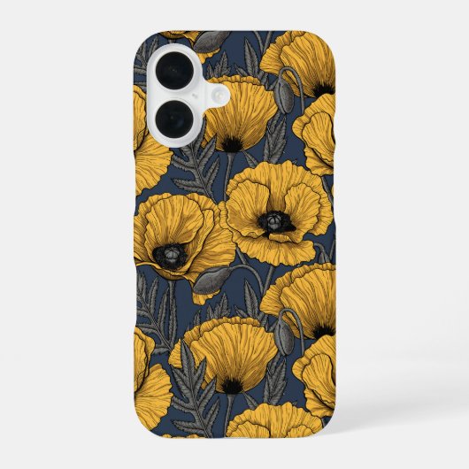 Gele papaver op zee iPhone 16 hoesje (Achterkant)