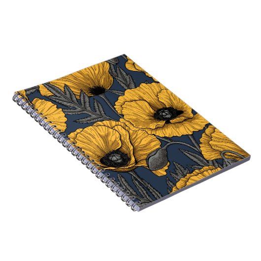 Gele papaver op zee notitieboek (Rechterzijde)