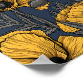 Gele papaver op zee poster (Hoek)