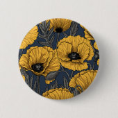 Gele papaver op zee ronde button 5,7 cm (Voorkant)