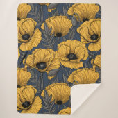 Gele papaver op zee sherpa deken (Voorkant)