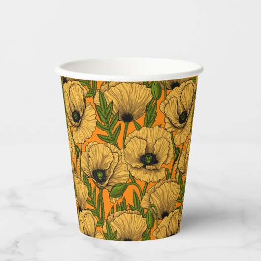 Gele papaver papieren bekers (Voorkant)
