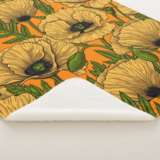 Gele papaver sherpa deken (3/4)