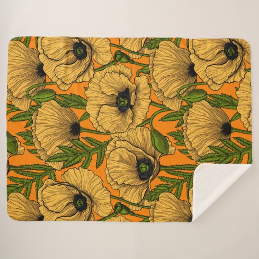 Gele papaver sherpa deken (Voorkant (horizontaal))