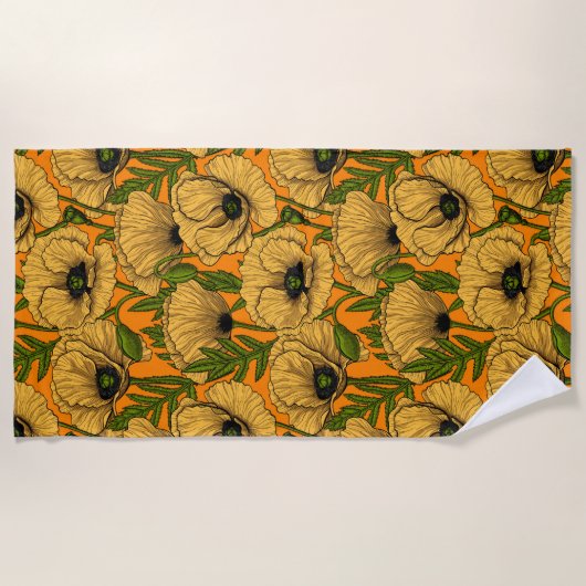 Gele papaver strandlaken (Voorkant)